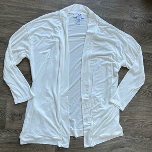 Magaschoni Cardigan Off White Cream Open Front Soft Pockets Women's size XL